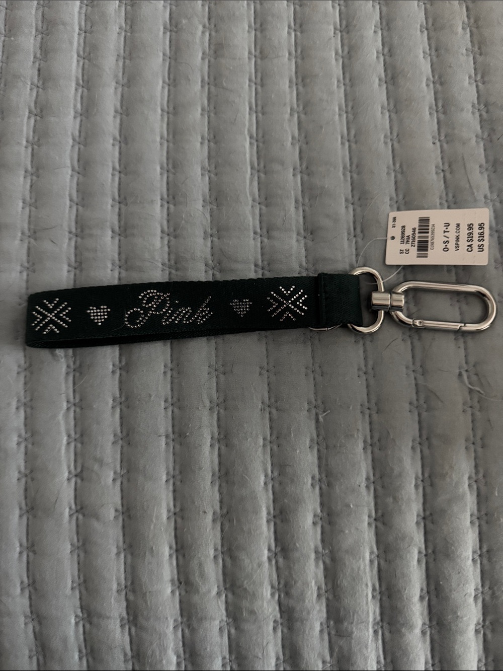 PINK Victoria's Secret Hunter green Rhinestone Key Fob Wristlet